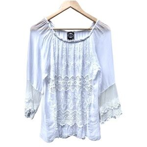 LE Marais  Paris silk white lace top blouse size small